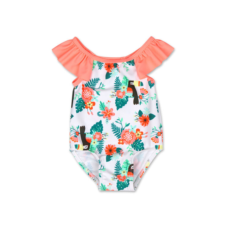 Maillot de bain 1 pièce Koala Baby imprimé toucan corail, 6 - 9 mois