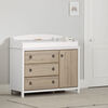 South Shore, Changing table with removable rim, drawers, and open storage - Pure White and Rustic Oak