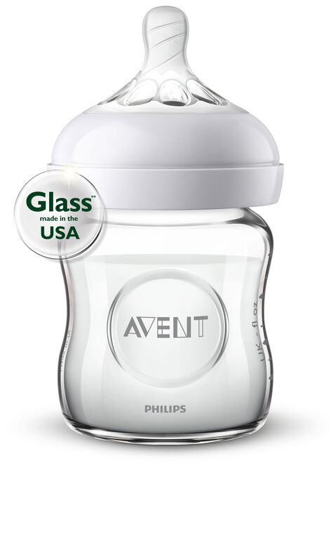 Biberon Philips Avent Naturel en verre, 4 oz, emb. de 1.