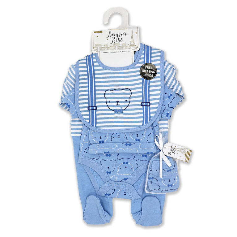 Bonjour Bebe  5 Piece Set Bear Suspender 0-3M