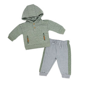 Baby Mode 2 Piece Hooded Quilted Jogger Set: Green