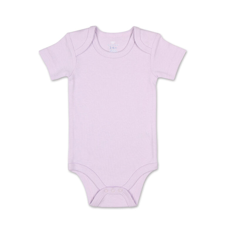 Koala Baby 4Pk Short Sleeved Solid Bodysuits, Pink/Lavender/Heather