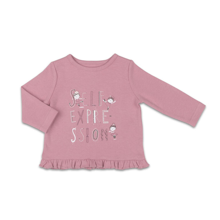 The Peanutshell Baby Girl Layette Mix & Match Self Expression Ruffle Bottom Long Sleeve Shirt - 6-9 Months