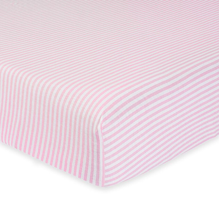 Gerber Organic Fitted Crib Sheet, Pink/White Stripe