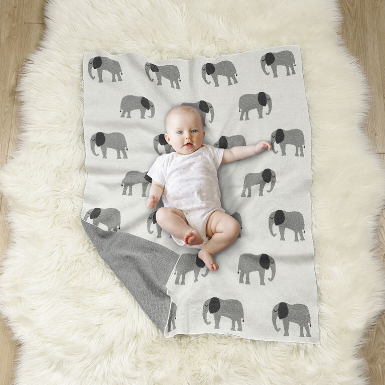 Baby's First by Nemcor Cotton Knit Baby Blanket, Elephant