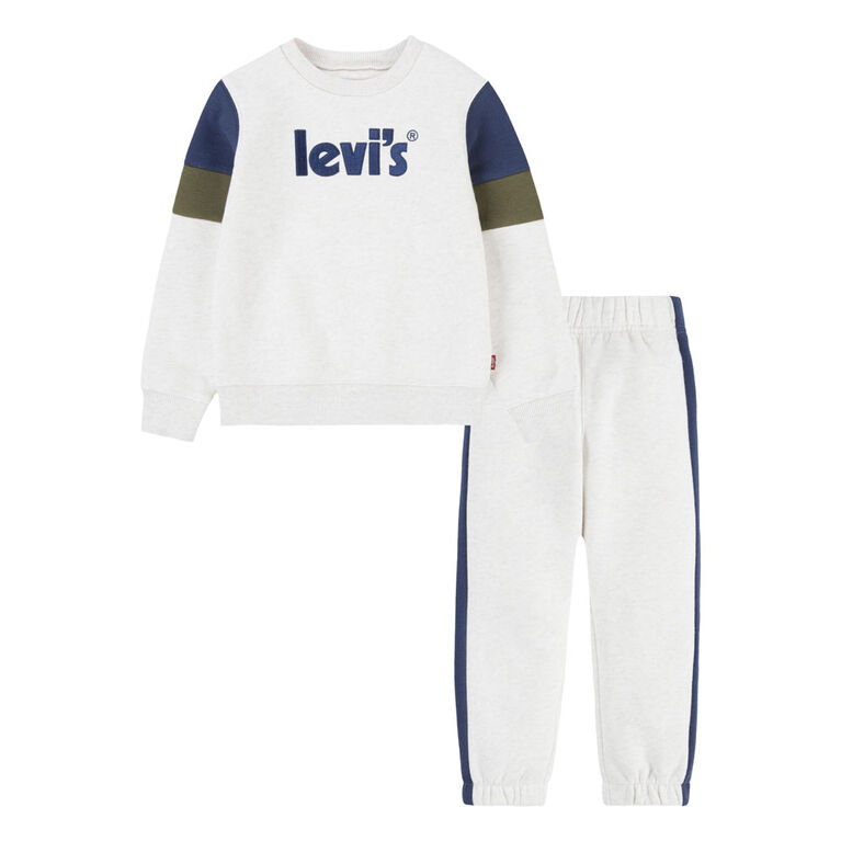 Levis Cozy Up Crewneck & Jogger Set - Oat - Size 2T