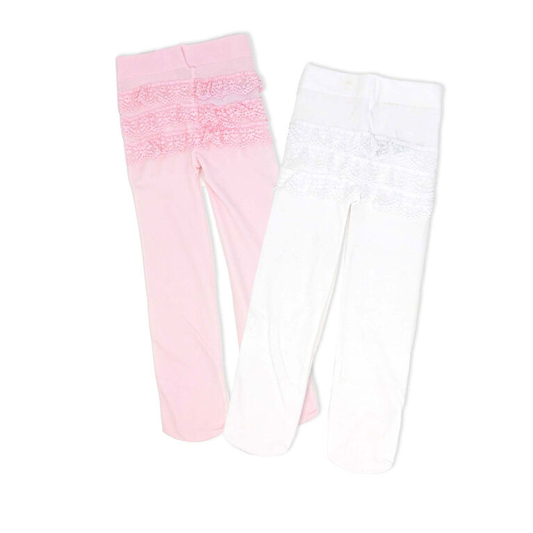Baby Mode Signature Lot de 2 collants : rose et blanc 6-12 mois