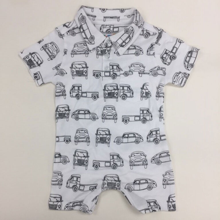 Coyote And Co Car Print One Piece Short Set With Collar Size 3