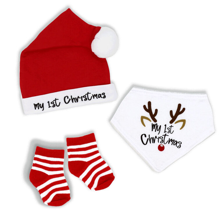1st Christmas Hat, Bib And Sock Set