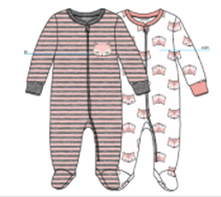 Koala Baby 2 Pack Sleeper - Fox Pink, 12 Months