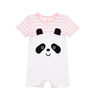 Snugabye Girls-Panda Face Romper-Pink/White Stripes 0-3 Months