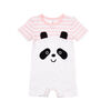 Snugabye Filles - Barboteuse a visage panda - rayures rose/blanc