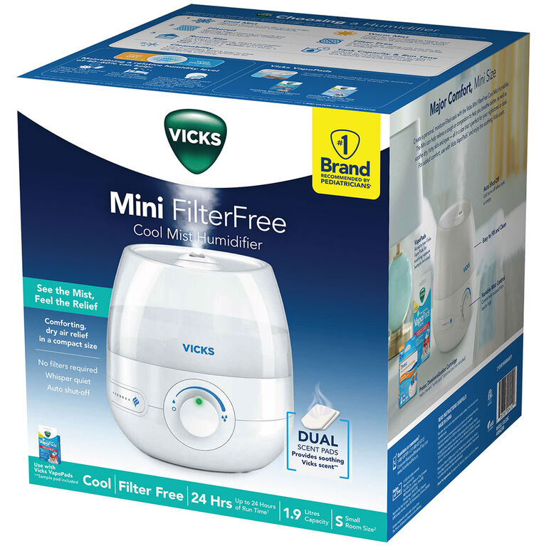 Mini humidificateur à vapeur froide, sans filtre VUL525C Vicks