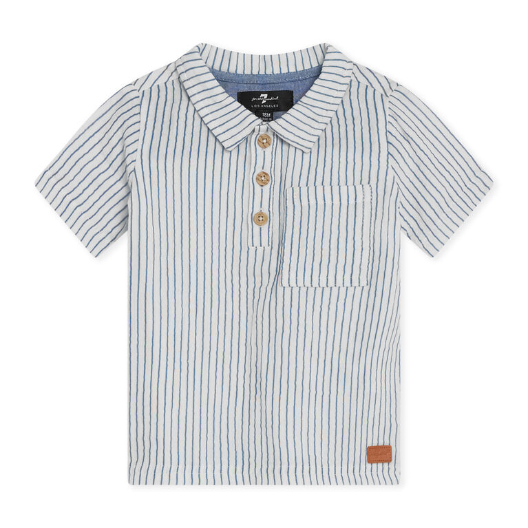 Ensemble Short Denim 2 Pièces 7 For All Mankind, Blanc, 4T