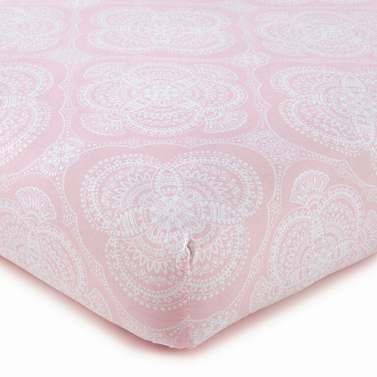 Willow Medallion Fitted Sheet - Pink - English Edition