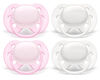 Philips Avent Ultra Soft Pacifier 0-6 months, Arctic White / Pink, 4 pack