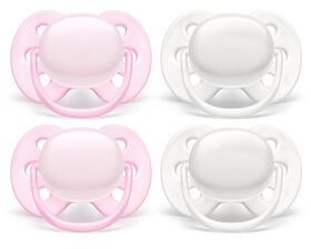 Philips Avent Ultra Soft Pacifier 0-6 months, Arctic White / Pink, 4 pack
