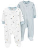 Carter's Two Pack Zip Up Sleep And Plays Blue  