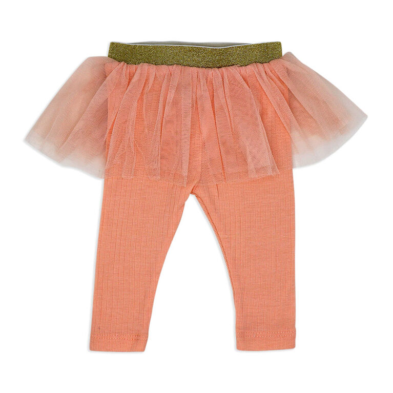 Mini Hop 3 Piece Legging Tutu Set: Peach Love