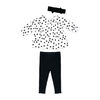 Baby Mode 3 Piece Gauze Top/Legging Set: Black Floral 12M