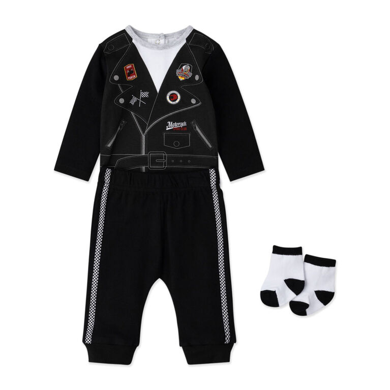 Lily & Jack 3 Piece Pant Set: Motorcycle 6-12M