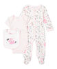 Baby Mode 3 Piece Layette Set Pink Woodland 3-6M