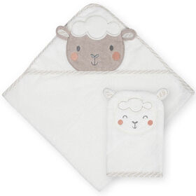 Koala Baby Woven Hooded Towel and Washcloth Set, Little Lamb