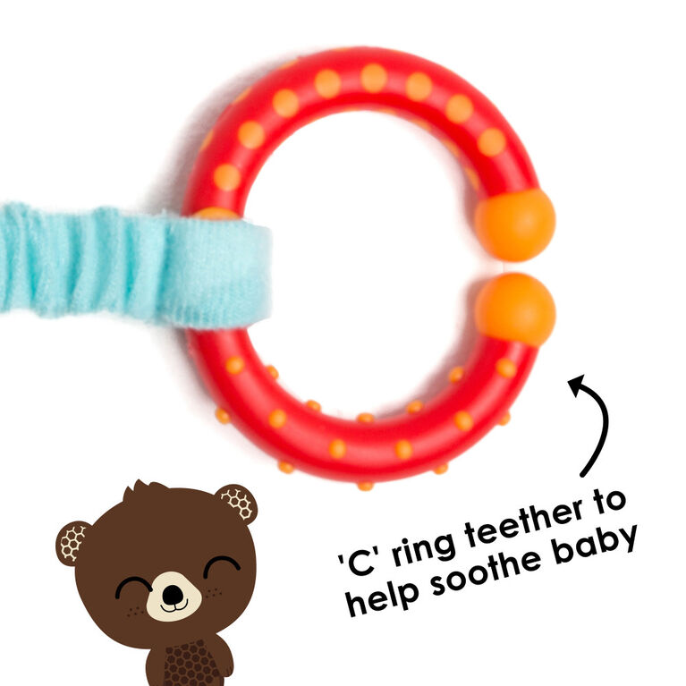 Diono Bear Character Car Seat Straps & Linkee Toy, Shoulder Pads for Baby, Infant, Toddler, 2 Pack Reversible Soft Seat Belt Cushion and Stroller Harness Covers Helps Prevent Strap irritation