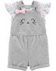 Carter's 2-Piece Floral Tee & Cat Shortall Set - Grey, 3 Months