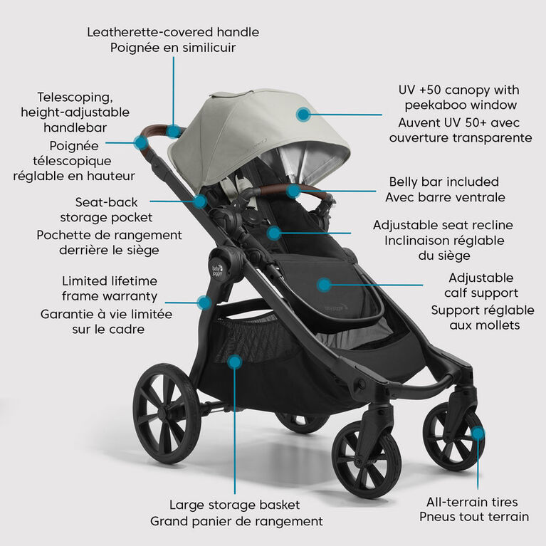 Baby Jogger City Select 2 Stroller, Eco Collection, Frosted Ivory