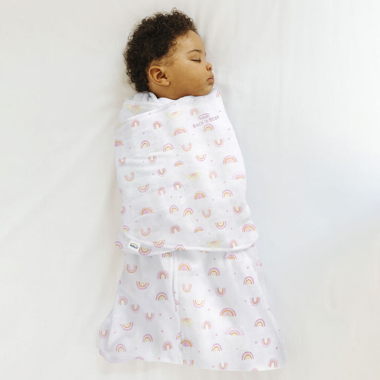 HALO SleepSack Swaddle - Cotton - Sunshine Rainbows Small 3-6 Months