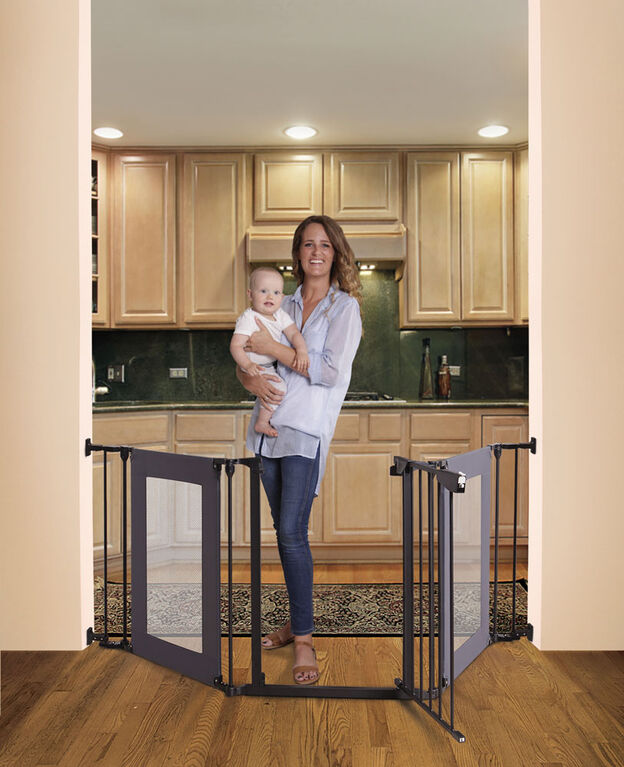 Dreambaby Denver 3 Panel Adapta-Gate - Black with Grey Mesh Panels