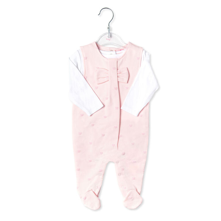 Rock a Bye Baby - Girls 2 Piece Dungaree Set : Bows - 0-3 Months