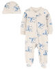 Ensemble 2 pièces grenouillère à motif de panda et bonnet Carter’s, Blue – NN