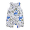 Mini Hop Rib Romper with Sunglasses: Grey Dino