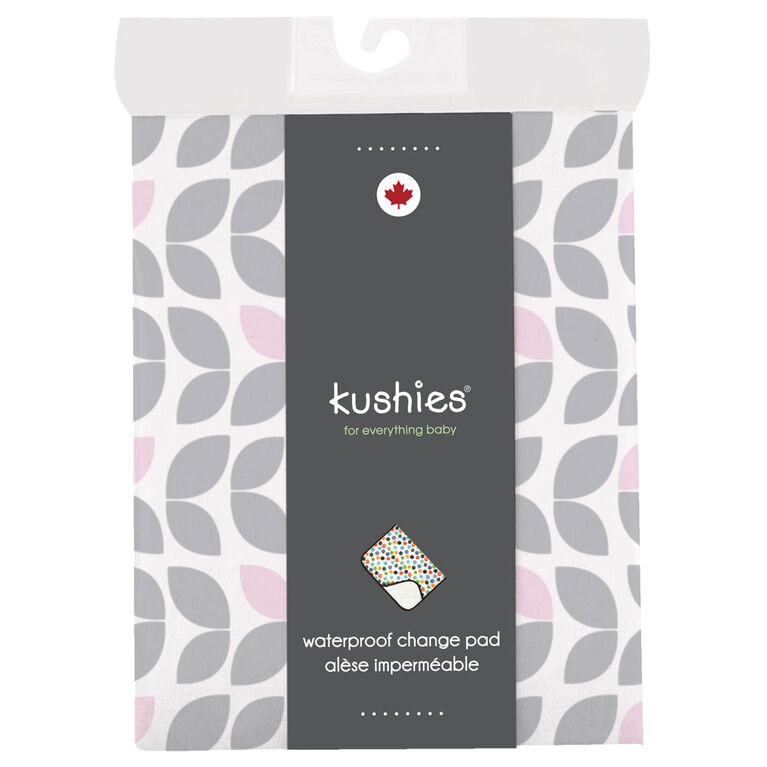 Kushies Portable Changing Pad Liner Flannel Grey Petals