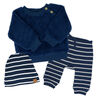 Baby Mode Ensemble Sherpa 3 pi&egrave;ces : rayures bleu marine, 3-6 mois