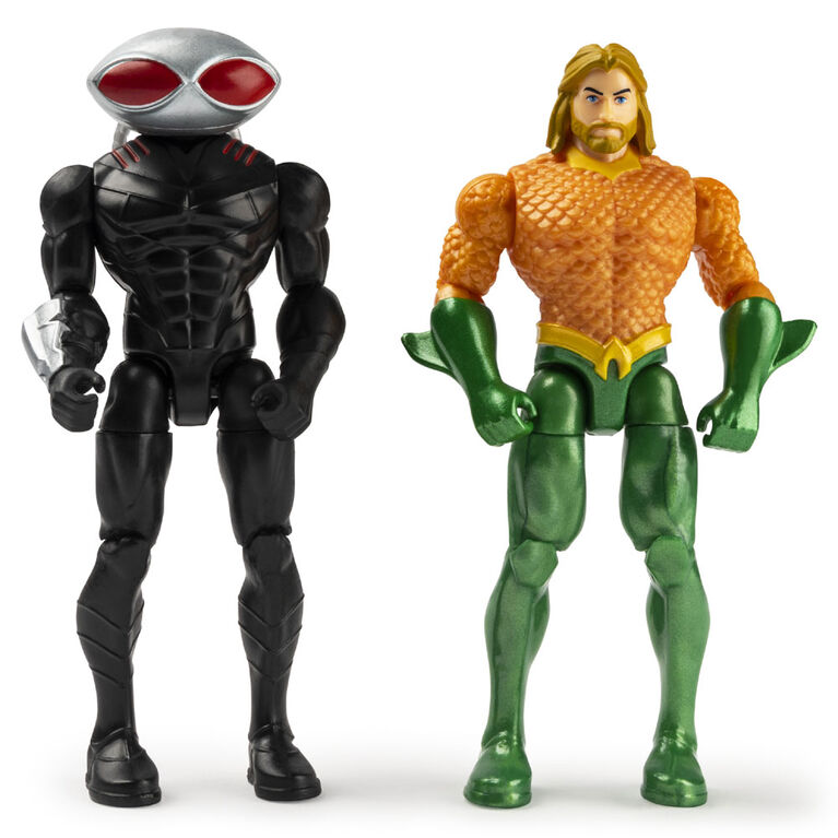 DC Comics 4-Inch AQUAMAN vs. BLACK MANTA Action Figure 2-Pack with 6 Mystery Accessories, Adventure 1