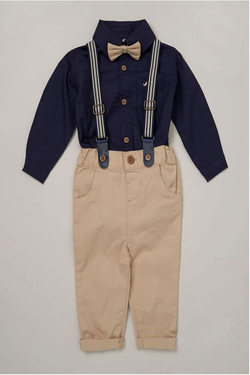 Little Gent Suspender Bowtie Set: Navy 18-24m