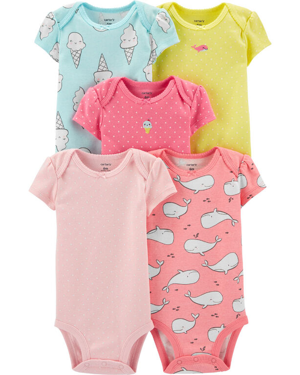 Emballage de 5 cache-couches originaux à pois Carter's - rose/bleu/jaune, 18 mois