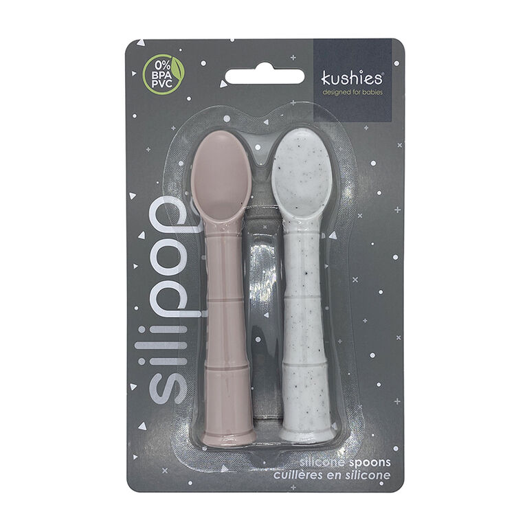 Silipop Cuillères en silicone rose/gris rêveur