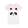Snugabye Girls-Panda Face Romper-Pink/White Stripes 6-9 Months