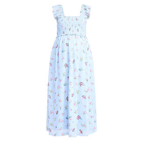 Motherhood Ruffle Sleeve Smocked Bodice Midi Dress