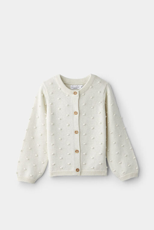 Popcorn Cardigan White 12-18M