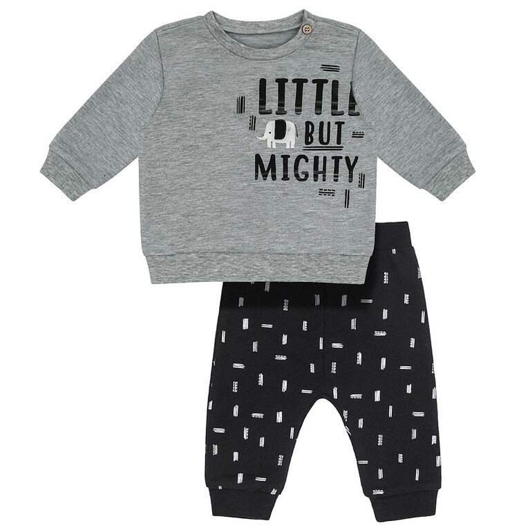 PL Baby Boys Top & Jogger Set 2 piece Tiny Elephant Grey, 12 Months