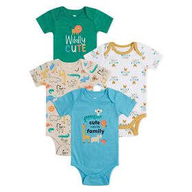 Koala Baby 4 Pack Short Sleeve Bodysuit, Blue Pop