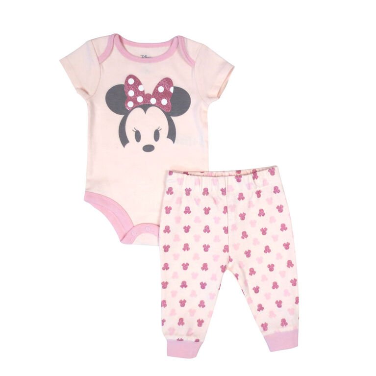 Disney Minnie Mouse 2-Piece Bodysuit and Pant Set - Pink, 3 Months Disney Minnie Mouse 2-Piece Bodysuit and Pant Set - Pink, 3 Months