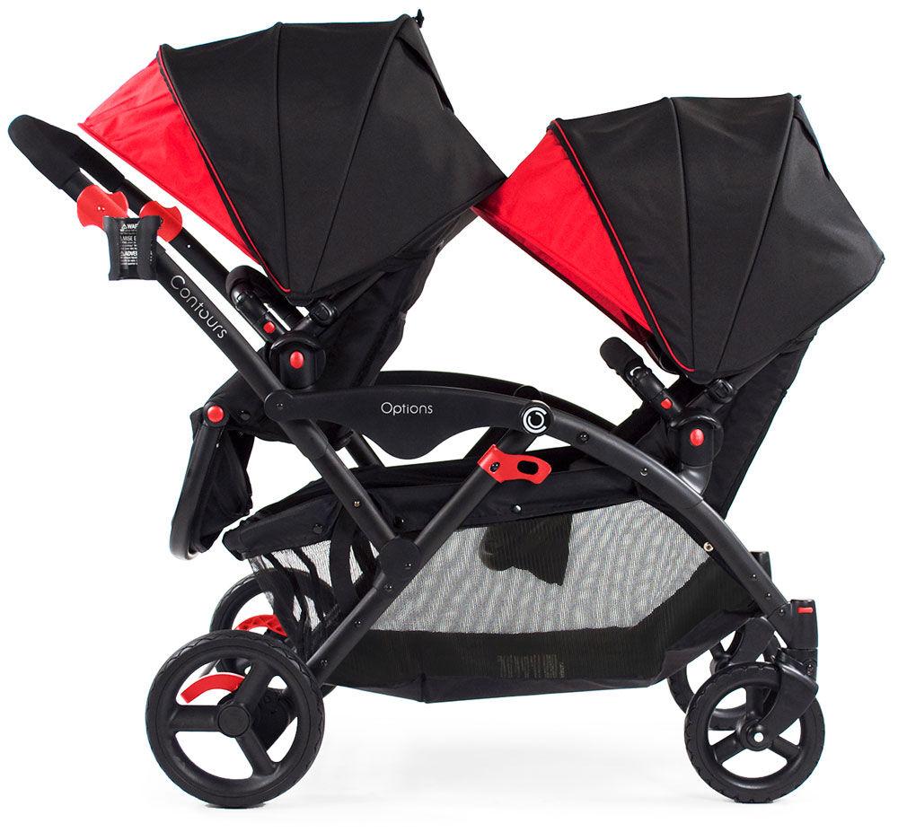contours double stroller red