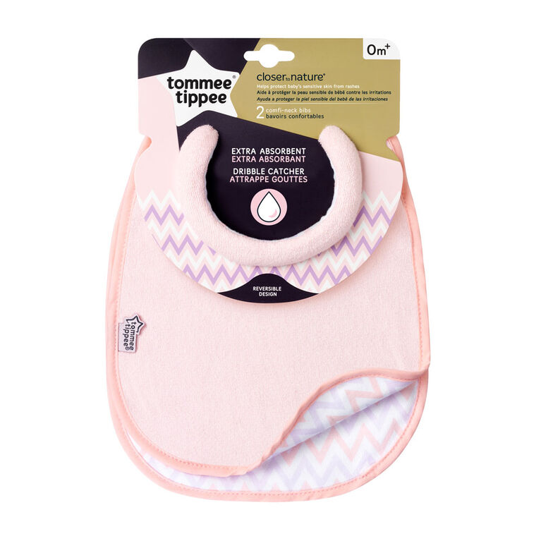 Tommee Tippee Closer to Nature Comfi-Neck Bib 2-Pack - Pink