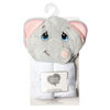 Precious Moments Grey Elephant Hooded Towel